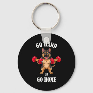 German Shepherd Workout Lifting Dumbbells Weightli Key Ring