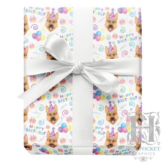 German Shepherd Wrapping Paper in White  (Creator Uploaded)