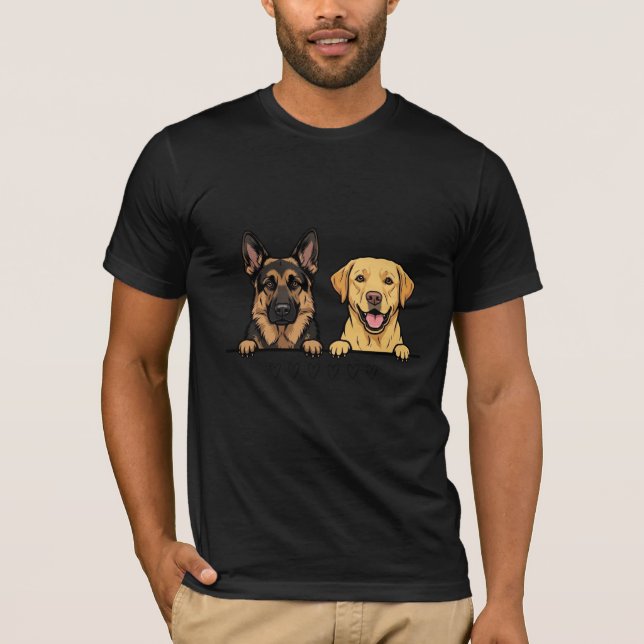 German Shepherd & Yellow Lab for dog lovers T-Shirt (Front)