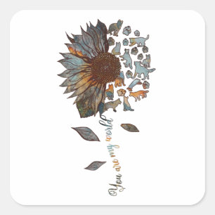 German Shepherd You Are My World Sunflower Graphic Square Sticker