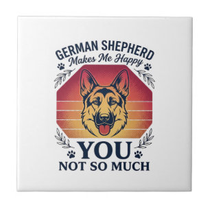 German Shepherd You Dog Retro Sunset Paws_1 Ceramic Tile