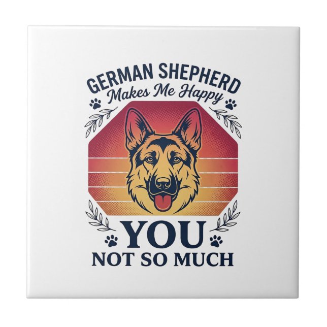 German Shepherd You Dog Retro Sunset Paws_1 Ceramic Tile (Front)