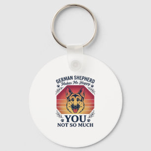 German Shepherd You Dog Retro Sunset Paws_1 Key Ring