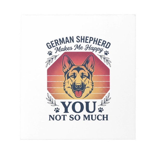 German Shepherd You Dog Retro Sunset Paws_1 Notepad (Front)