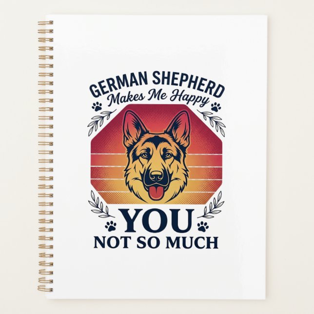 German Shepherd You Dog Retro Sunset Paws_1 Planner (Front)