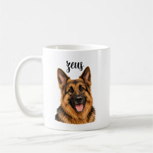 German Shepherd Zeus Name Design Strong Dog Mug