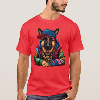German Shepherdhe Rapper Drawing girl T-Shirt