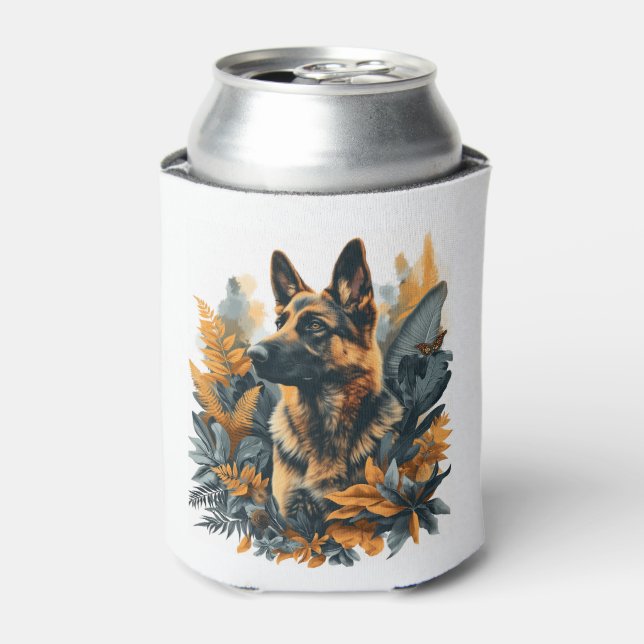 German Shepherds Amid Exotic Foliage Can Cooler (Can Front)