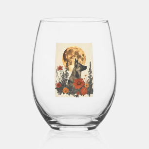 German Shepherds Amidst Blossoming Moons Stemless Wine Glass