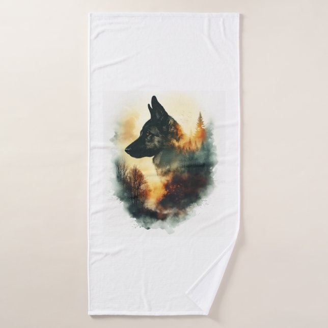 German Shepherds as Ghostly Guides Bath Towel (Bath Towel)
