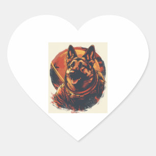 German Shepherds Exploring Space Heart Sticker