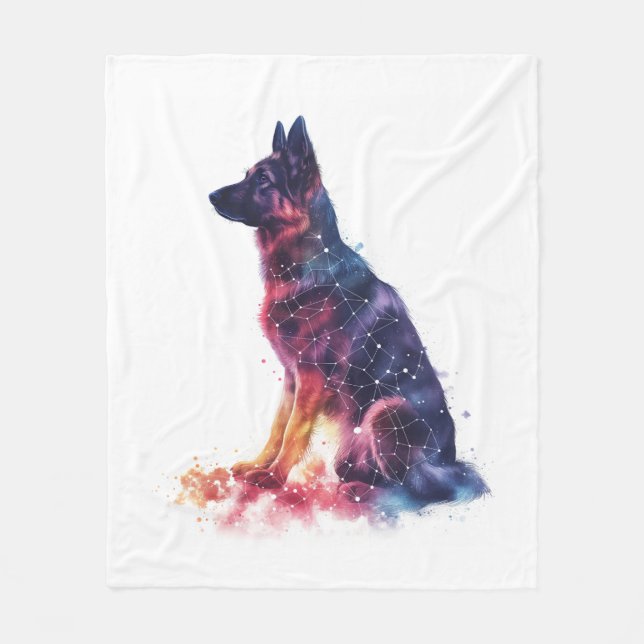 German Shepherds Forming Galactic Patterns Arrange Fleece Blanket (Front)