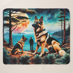 German Shepherds Hiking on Mountain Sherpa Blanket