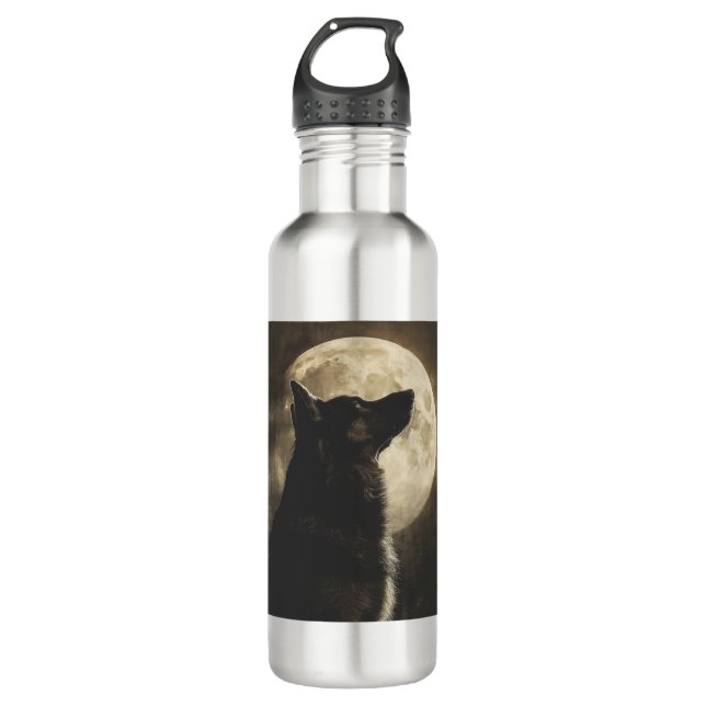 German Shepherds Howling at the Moon 710 Ml Water Bottle (Front)