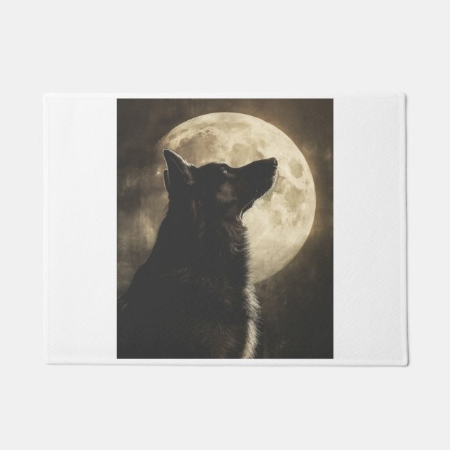 German Shepherds Howling at the Moon Doormat (Front)