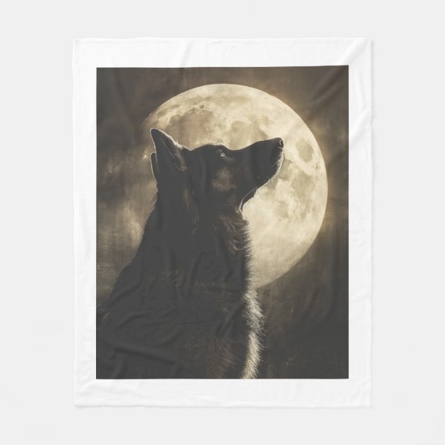 German Shepherds Howling at the Moon Fleece Blanket (Front)