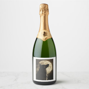 German Shepherds Howling at the Moon Sparkling Wine Label
