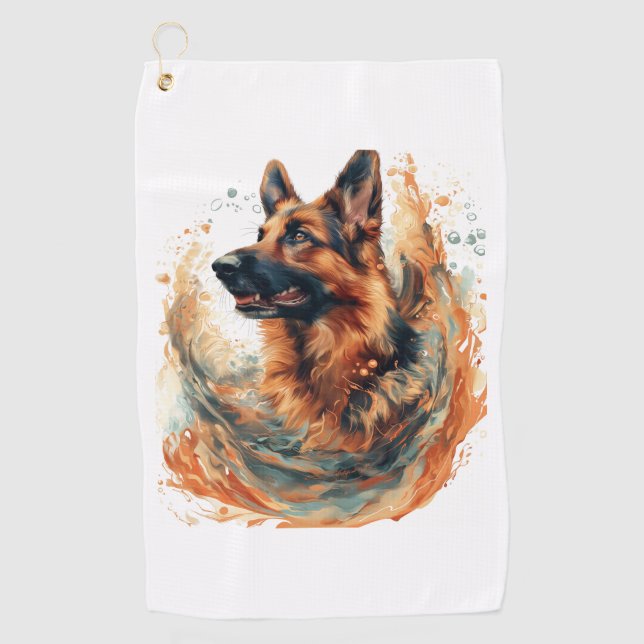 German Shepherds in Oceanic Elegance Golf Towel (Front)