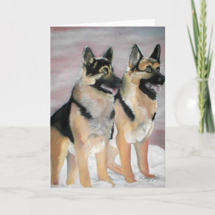 German Shepherds In the Snow Greeting Card