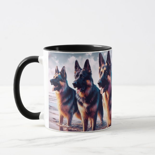 GERMAN SHEPHERDS on the BEACH -208- Mug (Left)
