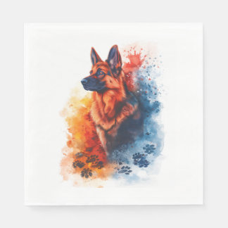 German Shepherds' Paw Prints Across Universes Napkin