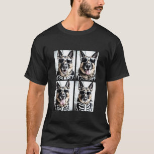 German Shepherds with Sunglasses Halloween Skeleto T-Shirt