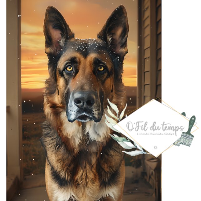 German Sheppard on a porch - Decoupage Paper (Creator Uploaded)