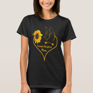 German Sherpherd Mum With Sunflower K9 Lovers T-Shirt