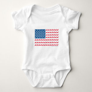 German Shhepherd Patriotic USA Flag Baby Bodysuit