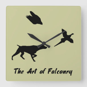 German Shorthair Pointer and Falconry Square Wall Clock