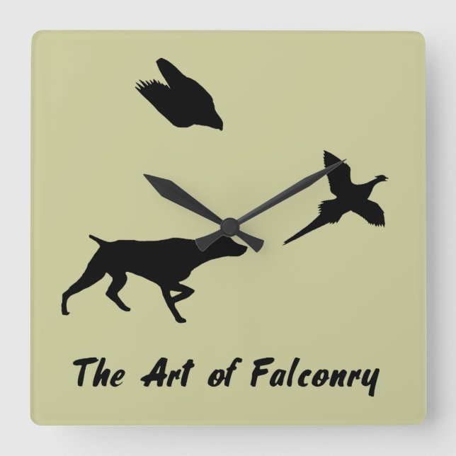 German Shorthair Pointer and Falconry Square Wall Clock (Front)