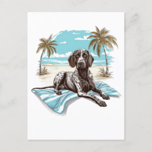 German shorthair pointer at the beach postcard