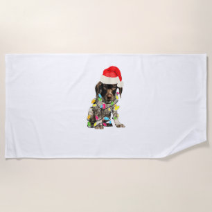German Shorthair Pointer Christmas Design Beach Towel