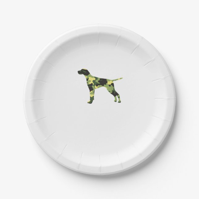 German Shorthair Pointer _ Dog Camouflage Silhouet Paper Plate (Front)