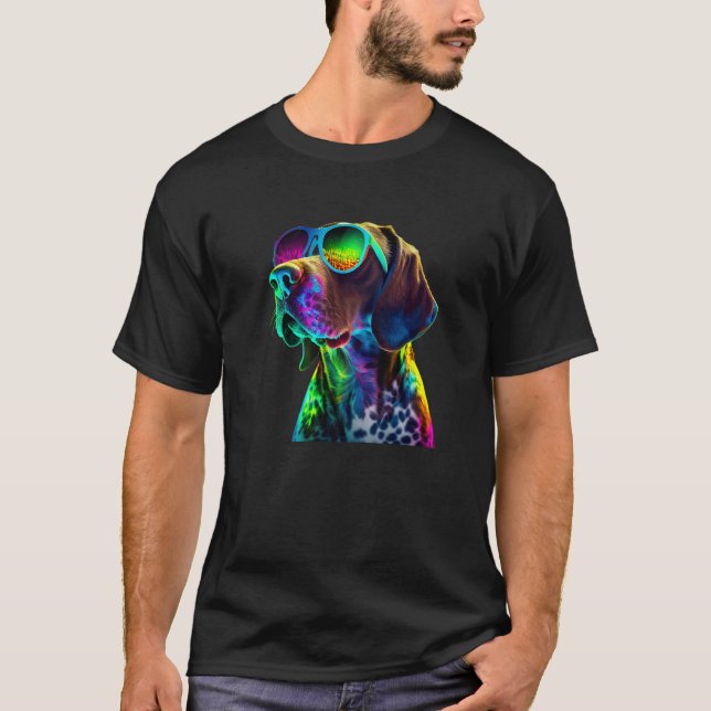 German Shorthair Pointer  GSP Dad Mum T-Shirt (Front)