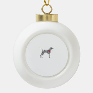 German Shorthair Pointer I GSP Dog Mum I Love Hear Ceramic Ball Christmas Ornament