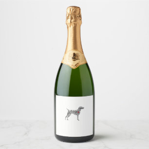 German Shorthair Pointer I GSP Dog Mum I Love Hear Sparkling Wine Label