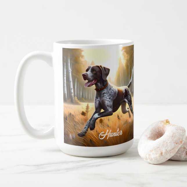 German Shorthair Pointer Running Coffee Mug (With Donut)