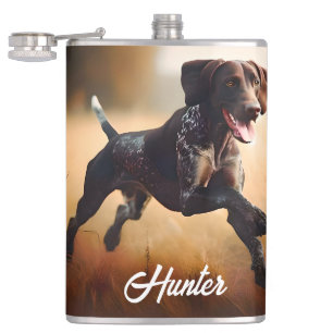 German Shorthair Pointer Running Hip Flask