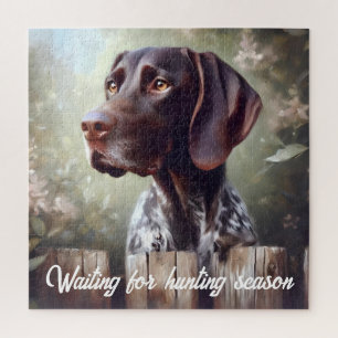 German Shorthair Pointer Waiting Jigsaw Puzzle