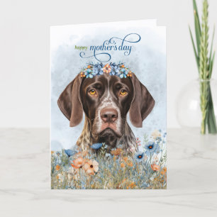 German Shorthair Pointer Wildflowers Mother's Day Holiday Card