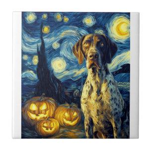 German Shorthaired Pointer 1 Cute Dog Halloween Ja Ceramic Tile