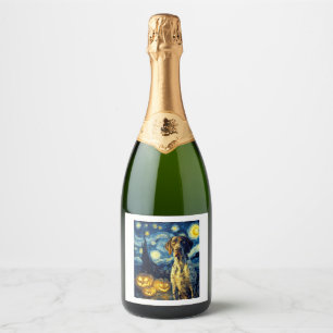 German Shorthaired Pointer 1 Cute Dog Halloween Ja Sparkling Wine Label