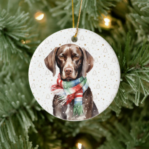 German Shorthaired Pointer 1st Christmas GSP Ceramic Ornament