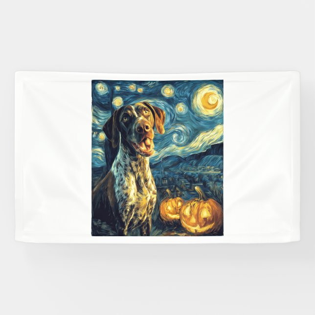 German Shorthaired Pointer 2 Cute Dog Halloween Ja Banner (Horizontal)