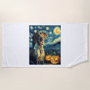 German Shorthaired Pointer 2 Cute Dog Halloween Ja Beach Towel