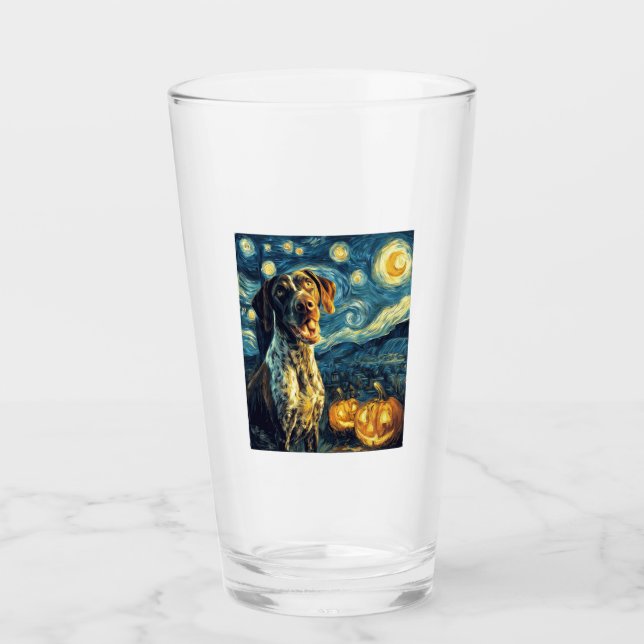 German Shorthaired Pointer 2 Cute Dog Halloween Ja Glass (Front)