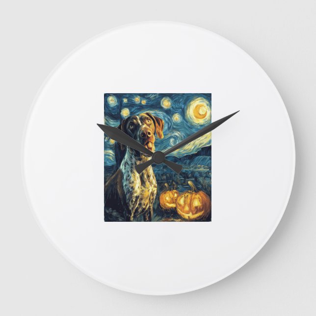 German Shorthaired Pointer 2 Cute Dog Halloween Ja Large Clock (Front)