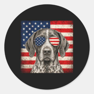 German Shorthaired Pointer 4th Of July Aamerican Classic Round Sticker