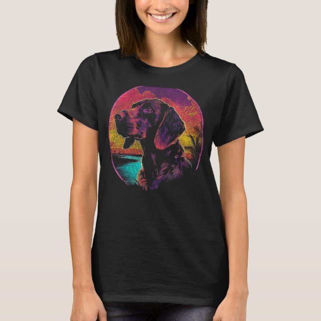 German Shorthaired Pointer 80s Retro Style T-Shirt (Front)
